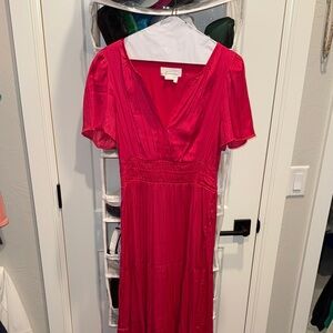 Anthropologie Vibrant Red Midi Dress